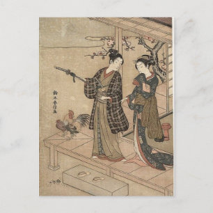 Japanische Vintage-Schönheit Geisha-Lady Frau Maik Postkarte
