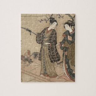 Japanische Vintage-Schönheit Geisha-Lady Frau Maik Puzzle