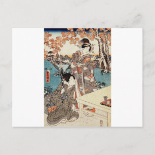 Japanische Vintage-Ukiyo-e-Geisha-Alte Schriftroll Postkarte