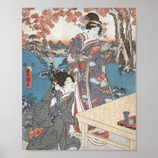 Japanische Vintage Ukiyo-e geisha Poster (Vorne)