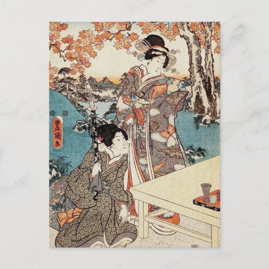 Japanische Vintage Ukiyo-e-geisha Postkarte (Vorderseite)