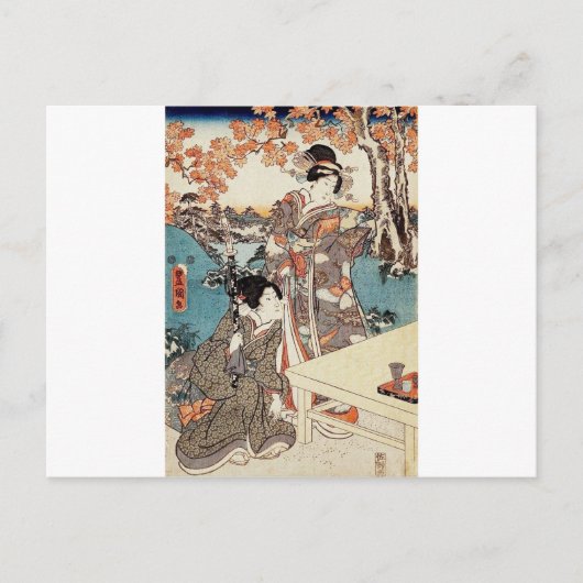 Japanische Vintage Ukiyo-e-geisha Postkarte (Vorderseite)