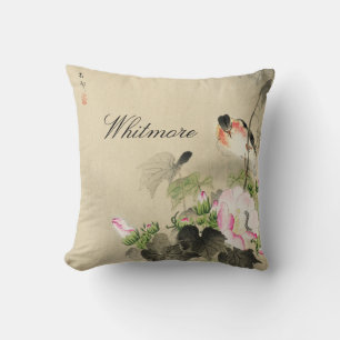 Japanische Vintage Vogelpinzette Kissen