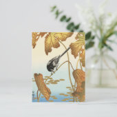 Japanische Wagenhalle auf der Lotus-Pflanze von Oh Postkarte (Stehend Vorderseite)