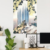 Japanische Wasserfall-Illustration Poster (Heimbüro)