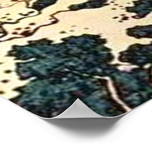 Japanische Wasserfall-Illustration Poster (Ecke)