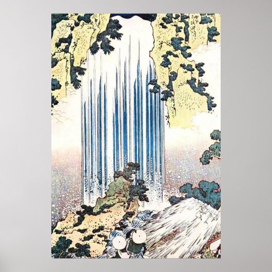 Japanische Wasserfall-Illustration Poster (Vorne)