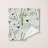 Japanische Wasserfarbe Asiatische Kunst Bambus Vog Badhandtuch Set (Waschlappen)