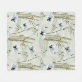 Japanische Wasserfarbe Asiatische Kunst Bambus Vog Fleecedecke (Vorderseite (Horizontal))