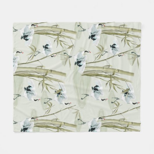 Japanische Wasserfarbe Asiatische Kunst Bambus Vog Fleecedecke (Vorderseite (Horizontal))