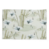 Japanische Wasserfarbe Asiatische Kunst Bambus Vog Kissenbezug (Rückseite)