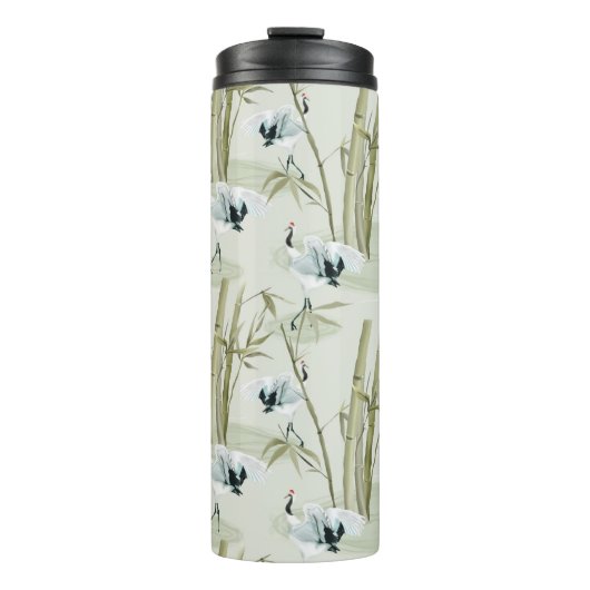 Japanische Wasserfarbe Asiatische Kunst Bambus Vog Thermosbecher (Vorderseite)