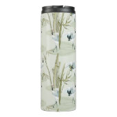 Japanische Wasserfarbe Asiatische Kunst Bambus Vog Thermosbecher (Rückseite)
