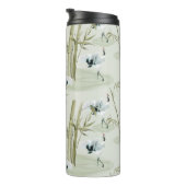 Japanische Wasserfarbe Asiatische Kunst Bambus Vog Thermosbecher (Nach rechts gedreht)