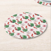 Japanische Wasserfarbe Kunst Koi Fisch Lotus Lily  Runder Pappuntersetzer (Angewinkelt)