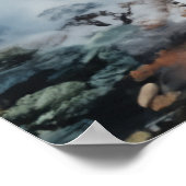 Japanische Wasserfarbe Landschaft Berg See Poster (Ecke)