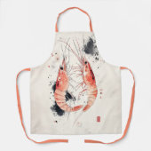 Japanische Wasserfarben-Garnelen Kunst mit Kalligr Schürze (Vorderseite)