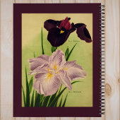 Japanische Wasseriris Vintage-Botanisches Monogram Notizblock
