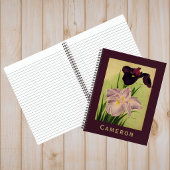 Japanische Wasseriris Vintage-Botanisches Monogram Notizblock