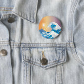 Japanische Wave Art Sunset Ocean Button (Beispiel)