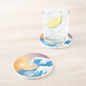 Japanische Wave Art Sunset Ocean Getränkeuntersetzer (Seite)
