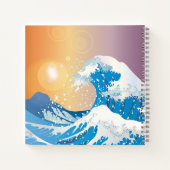 Japanische Wave Art Sunset Ocean Notizblock (Rückseite)