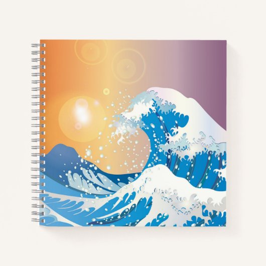 Japanische Wave Art Sunset Ocean Notizblock (Vorderseite)