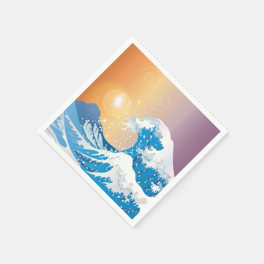 Japanische Wave Art Sunset Ocean Serviette (Ecke)
