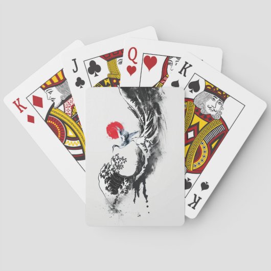 Japanische Wave , Heron, minimale Malkunst Spielkarten (Rückseite)