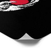 Japanische Wave Restaurant Logo Red Circle Black Poster (Ecke)