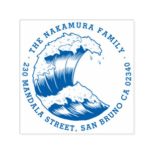 Japanische Wave Round Family Name Rücksendeadresse Permastempel
