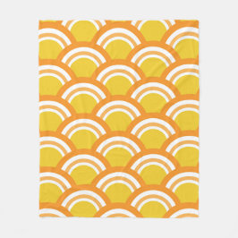 Japanische Wave Seigaiha Muster Gelbe Orange Fleecedecke
