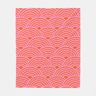 Japanische Wave Seigaiha Muster Preppy Orange Pink Fleecedecke