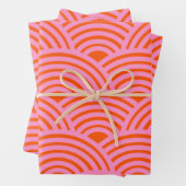 Japanische Wave Seigaiha Muster Preppy Orange Pink Geschenkpapier Set (Beispiel)