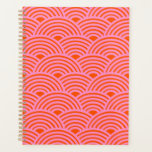 Japanische Wave Seigaiha Muster Preppy Orange Pink Planer<br><div class="desc">Japanisches Wave Seigaiha Muster - Orange und Pink.</div>