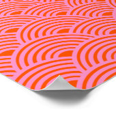 Japanische Wave Seigaiha Muster Preppy Orange Pink Poster (Ecke)