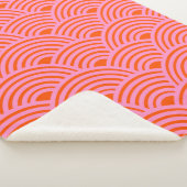 Japanische Wave Seigaiha Muster Preppy Orange Pink Sherpadecke (3/4)