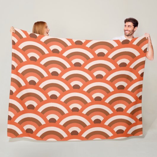 Japanische Wave Seigaiha Pattern Orange Brown Fleecedecke (Beispiel)