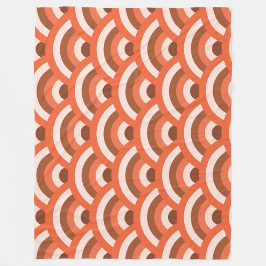 Japanische Wave Seigaiha Pattern Orange Brown Fleecedecke (Vorderseite)