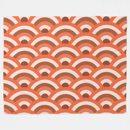 Japanische Wave Seigaiha Pattern Orange Brown Fleecedecke (Vorderseite (Horizontal))