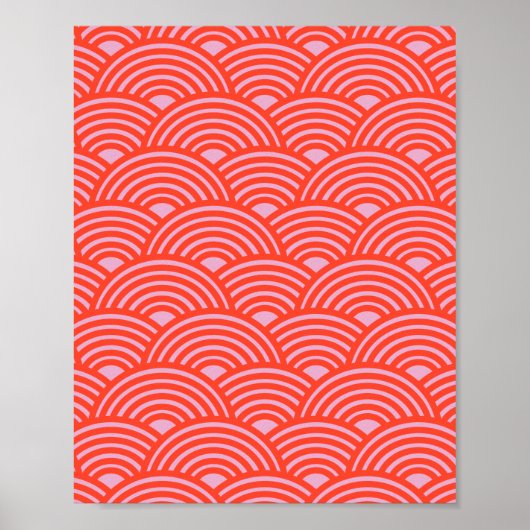 Japanische Wave Seigaiha Pattern Rosa Poster (Vorne)