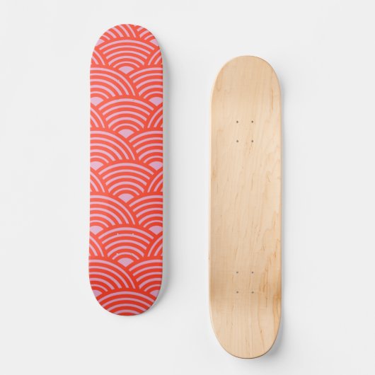 Japanische Wave Seigaiha Pattern Rosa Skateboard (Vorderseite)