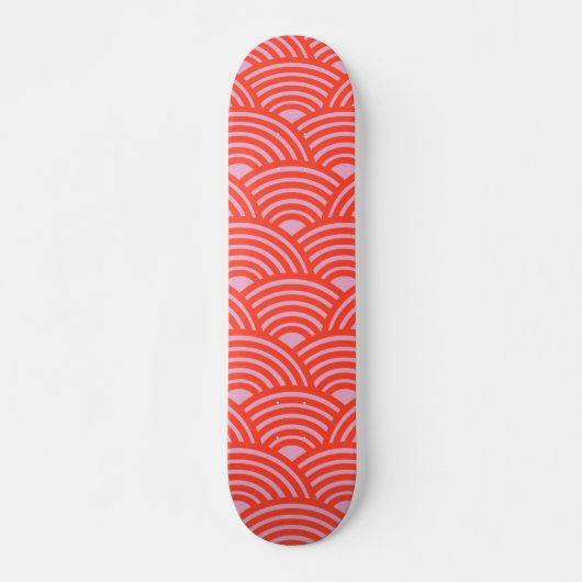 Japanische Wave Seigaiha Pattern Rosa Skateboard (Vorne)