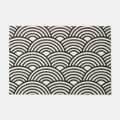 japanische Wave Seigaiha Schwarz und Creme Weiß Fußmatte (Vorderseite)