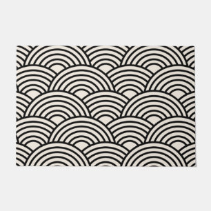 japanische Wave Seigaiha Schwarz und Creme Weiß Fußmatte