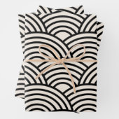 japanische Wave Seigaiha Schwarz und Creme Weiß Geschenkpapier Set (Beispiel)