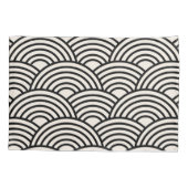 japanische Wave Seigaiha Schwarz und Creme Weiß Kissenbezug (Rückseite)