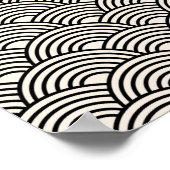 japanische Wave Seigaiha Schwarz und Creme Weiß Poster (Ecke)