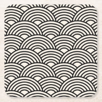 japanische Wave Seigaiha Schwarz und Creme Weiß