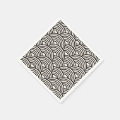 japanische Wave Seigaiha Schwarz und Creme Weiß Serviette (Ecke)